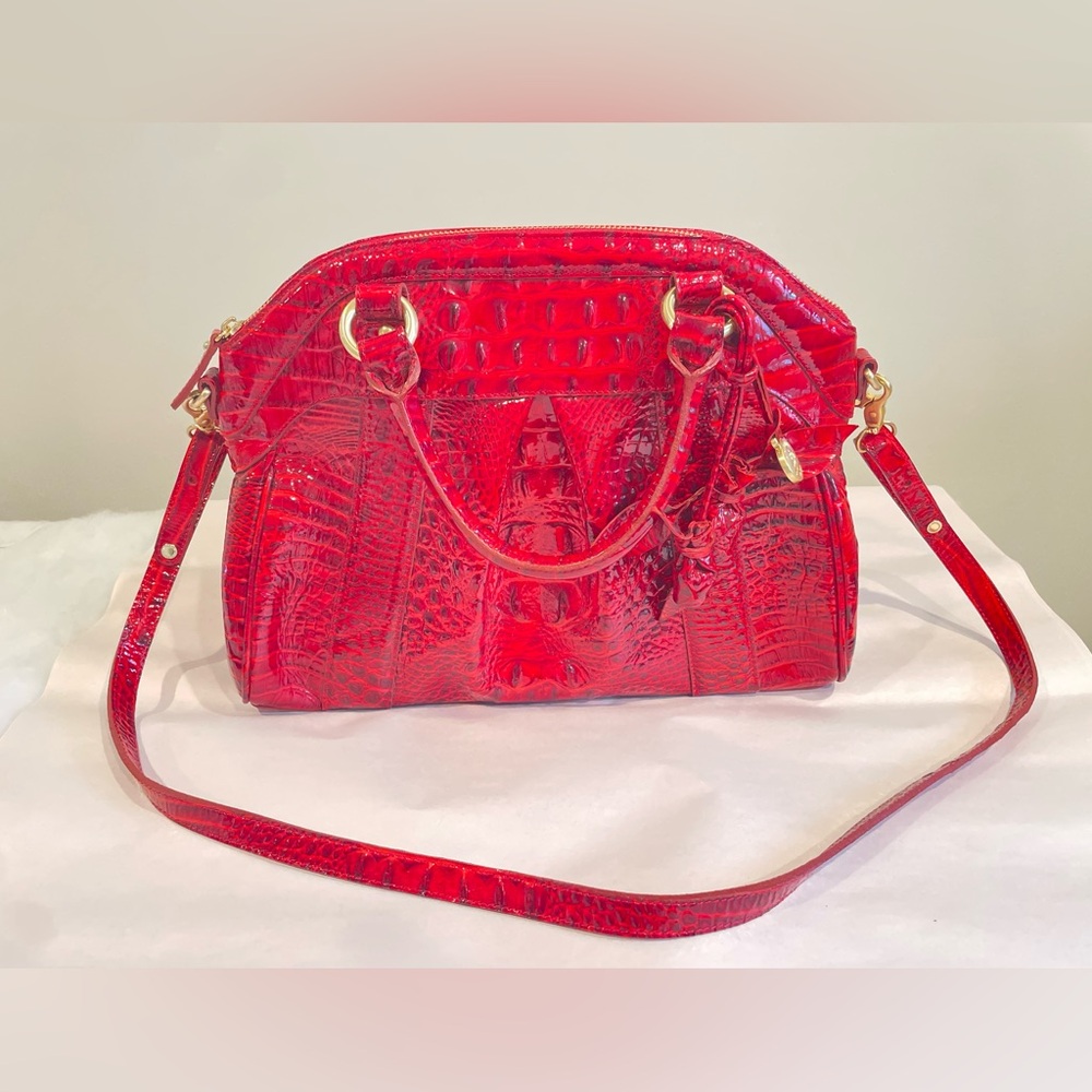 Brahmin Louise Rose Crimson Red Melbourne Leather Satchel Shoulder Women's Bag